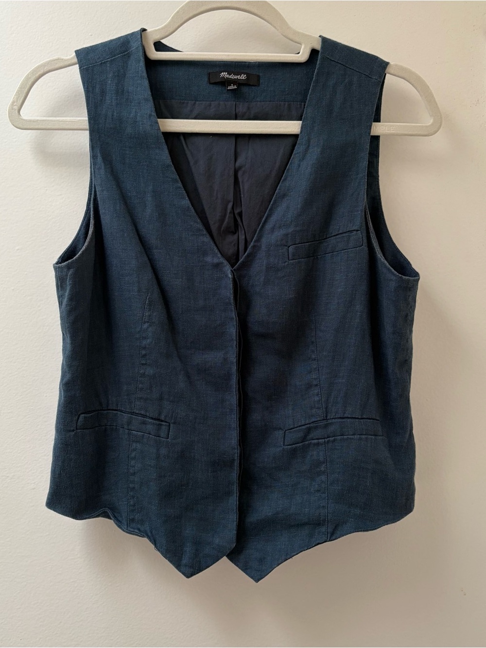 Madewell Women's Navy Sleeveless Linen Vest Top